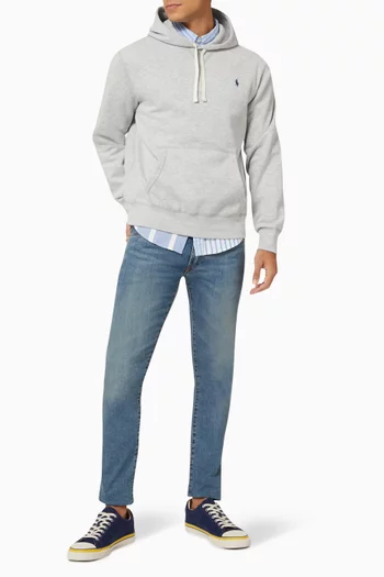 سويت شيرت صوف بغطاء رأس وشعار الماركة