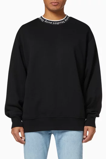 Logo Ribbed Crewneck Oversized Jersey Sweatshirt