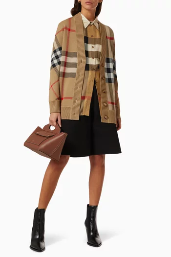 Cardigan in Check Technical Merino Wool Jacquard  