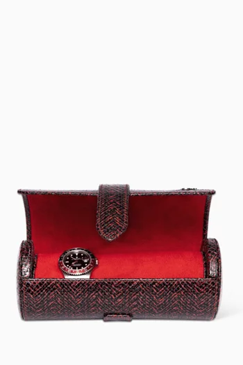 Brompton Three Watch Roll in Croc-Effect Leather