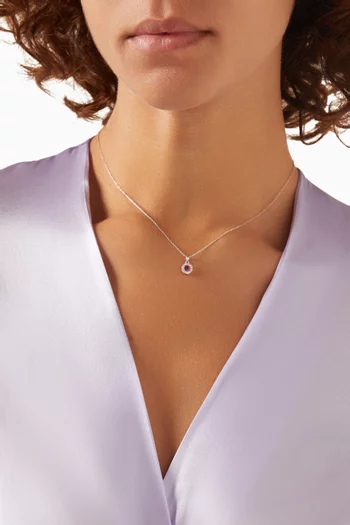 Classic Round Diamond Necklace with Ruby in 18kt White Gold
