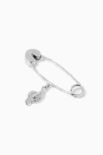 بروش للأطفال بتصميم علامة موسيقية مرصع بالياقوت الأزرق والماس ذهب أبيض عيار 18