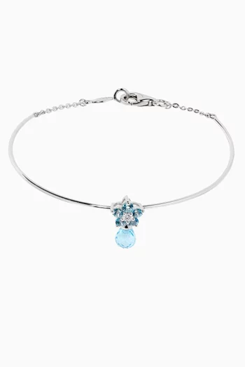 Roses Blue Sapphire Bracelet with Diamond in 18kt White Gold   