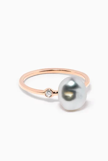 Pearl Ring with Diamond in 18kt Rose Gold          