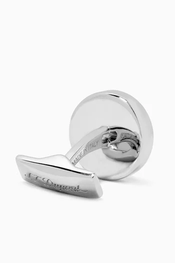 Round Lacquer Cufflinks in Palladium    