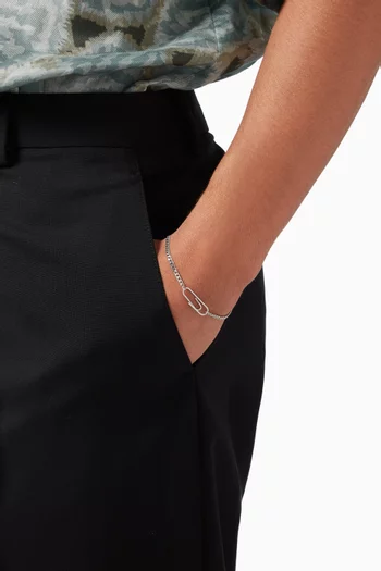 Cuban Link Paper Clip Bracelet in Sterling Silver, 3mm      