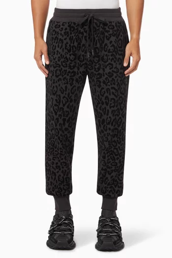 Flocked Leopard Print Jogger Pants in Jersey  