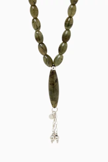 مسبحة بخرز حجر لابرادوريت فضة إسترلينية