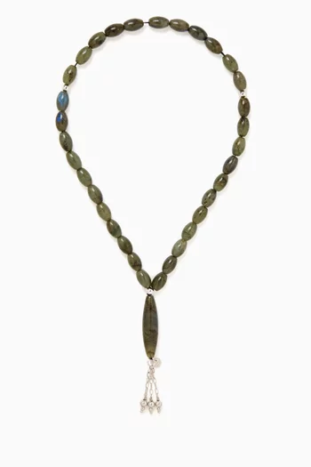 مسبحة بخرز حجر لابرادوريت فضة إسترلينية