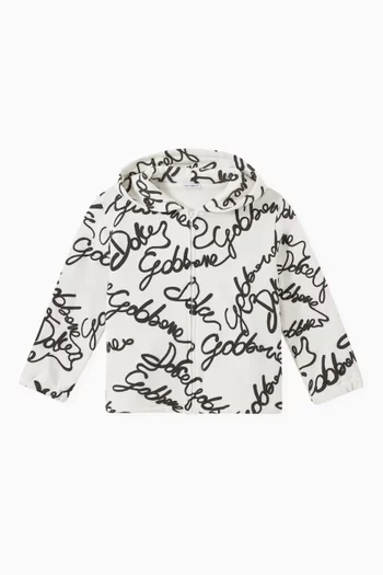 All-over Logo Print Hoodie in Jersey  
