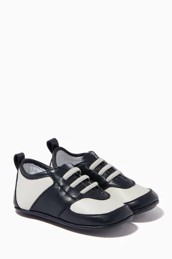 Bi-colour Lace-up Sneakers in Leather     