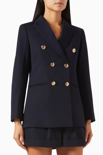 Double-breasted Suit Jacket in Wool-blend