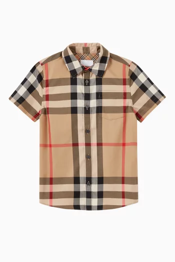 Check Shirt in Stretch Cotton  