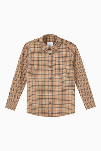 Microcheck Shirt in Stretch Cotton   