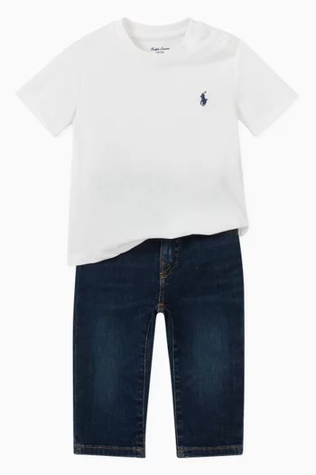 تي شيرت قطن جيرسيه بفتحة رقبة مستديرة