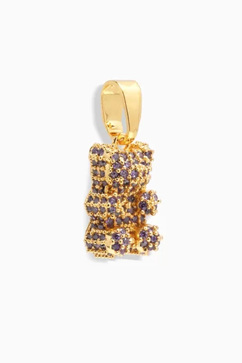 Pave Nostalgia Bear Pendant in 18kt Gold-plated Brass