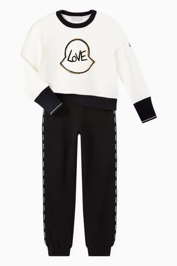 بنطال رياضي قطن بشريط بشعار الماركة