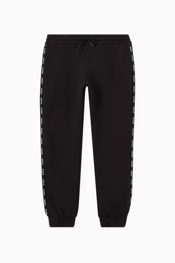 بنطال رياضي قطن بشريط بشعار الماركة