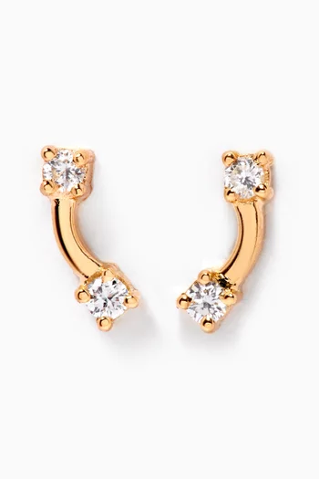 Double Stud Diamond Earrings in 18kt Yellow Gold      