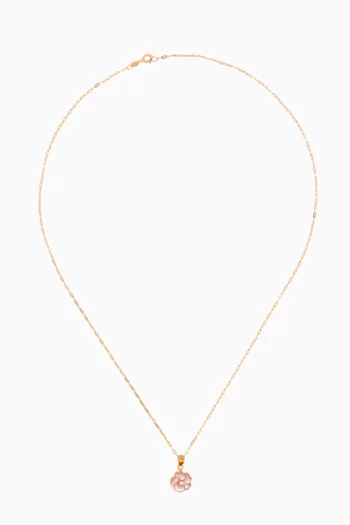 قلادة بدلاية على شكل زهرة بعرق اللؤلؤ والماس ذهب أصفر عيار 18