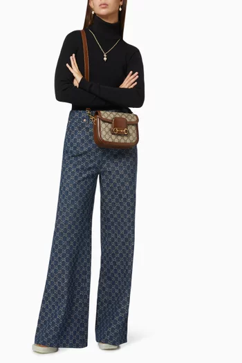 Mini Gucci 1955 Horsebit Shoulder Bag in GG Supreme Canvas
