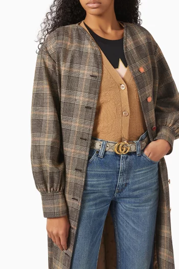 حزام مارمونت بوجهين وحلية GG جلد وقنب سوبريم بشعار حرفي GG‏