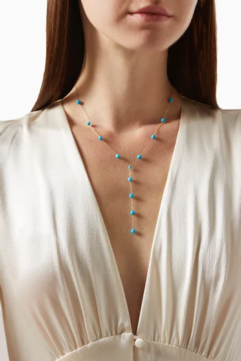 Y Necklace with Turquoise in 18kt Yellow Gold  