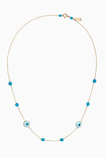 Eye Charm Necklace with Turquoise in 18kt Yellow Gold  