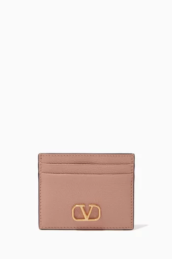 Valentino Garavani VLOGO Card Holder in Grainy Leather       