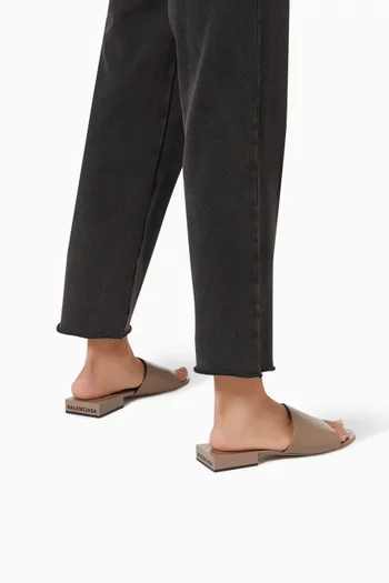 Box Mules in Shiny Sheepskin
