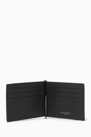 Monogram Bill Clip Wallet in Crocodile-embossed Leather       