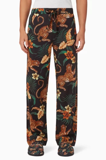 Pyjama Pants in Soleia Leopard Print Cotton  