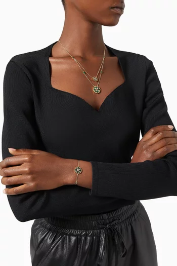 قلادة ورد تراث بدلايتين ذهب أصفر عيار 18