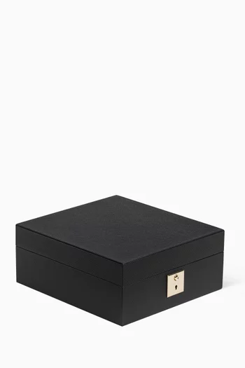 Panama Lockable Watch Box in Crossgrain Leather    
