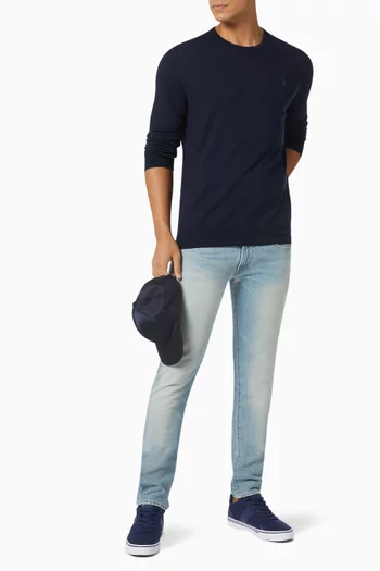 Slim Fit Crewneck Sweater in Pima Cotton Knit  