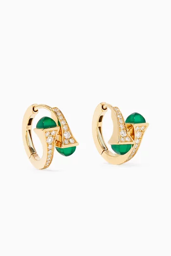 Cleo Diamond & Green Agate Huggie Earrings in 18kt Gold