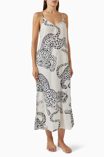 Jag-print Slip Night Dress in Cotton