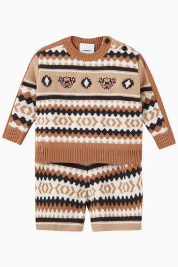 Shorts in Fair Isle Wool Cashmere   