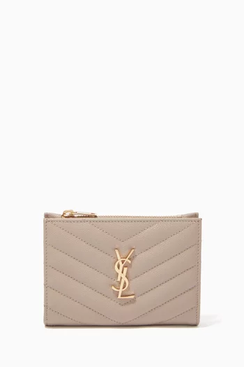 Cassandre Bi-fold Zip Wallet in Matelassé Grain de Poudre Leather       