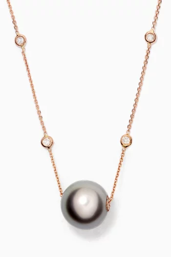 Links of Love Pearl & Diamond Necklace in 18kt Rose Gold       