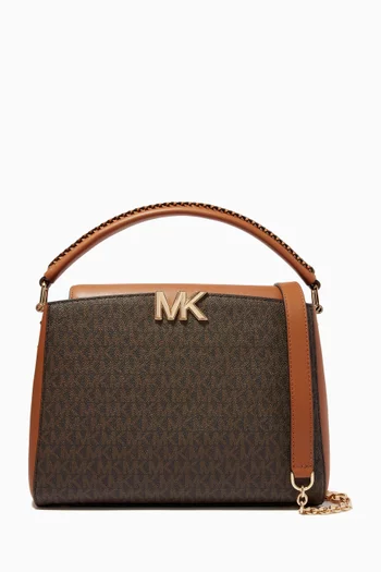 Medium Karlie Crossbody Bag in Logo-print Canvas & Leather  