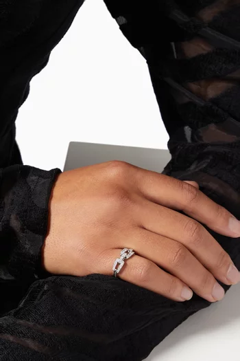 Stax Diamond Pavé Chain Link Ring in 18kt White Gold 