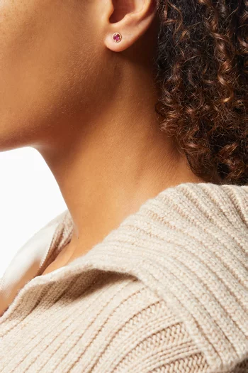 أقراط سلاسل مرصعة بياقوت ذهب وردي عيار 18