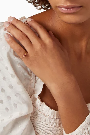 خاتم سلاسل سوليتير مرصع بياقوت ذهب وردي عيار 18