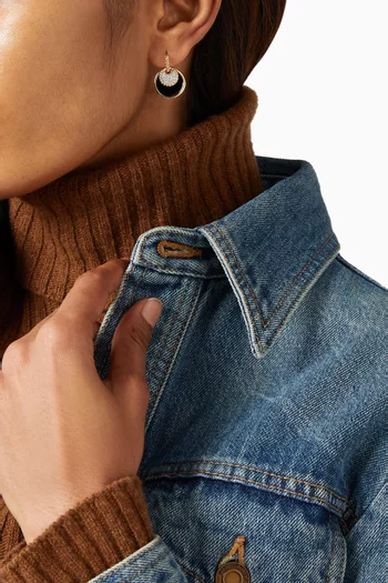 أقراط دي واي ايليمنتس متدلية مرصعة بماسات بافيه وحجر عقيق يماني أسود وعرق اللؤلؤ ذهب أصفر عيار 18