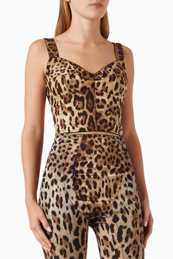 Leopard-print Bustier Top in Silk Blend
