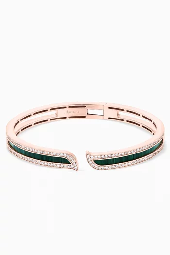 سوار ألف مرصع بملاكيت موزاييك وماس ذهب وردي عيار 18