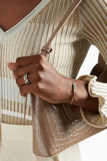 سوار ألف مرصع بملاكيت موزاييك وماس ذهب وردي عيار 18