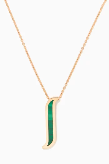Alif Mosaic Malachite Necklace in 18kt Rose Gold 