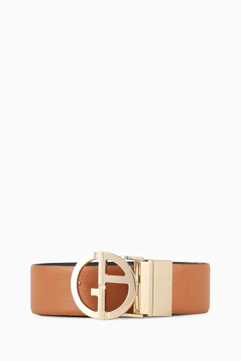 Reversible GA Logo Belt in Leather